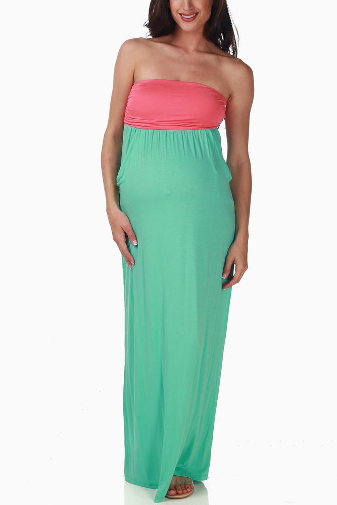 mint green and coral dress