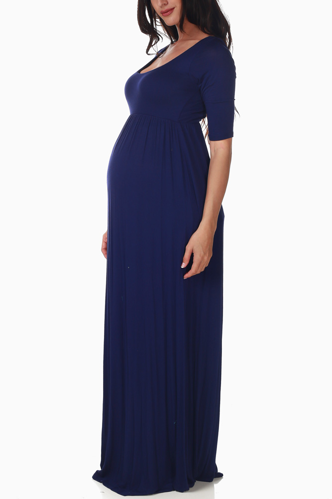 navy maternity maxi dress