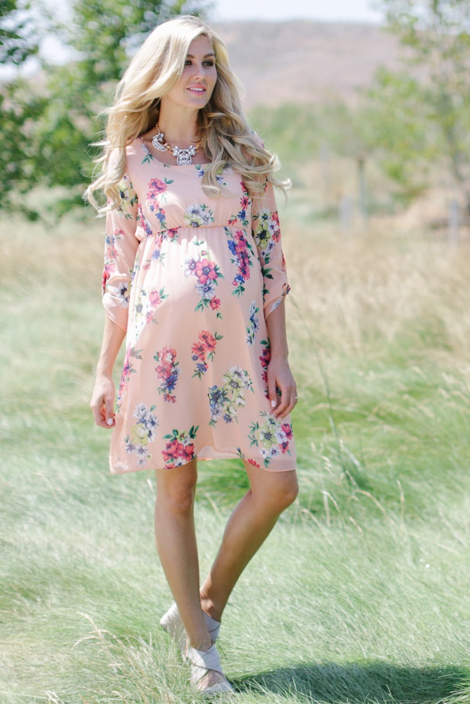 blush pink dress maternity