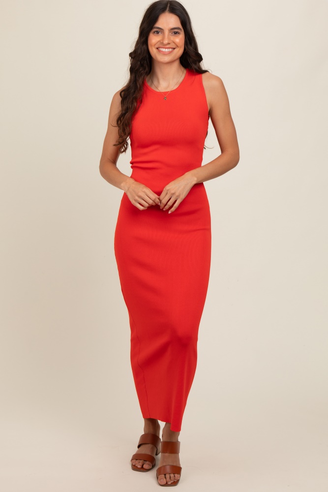 rust back tie bodycon maxi dress