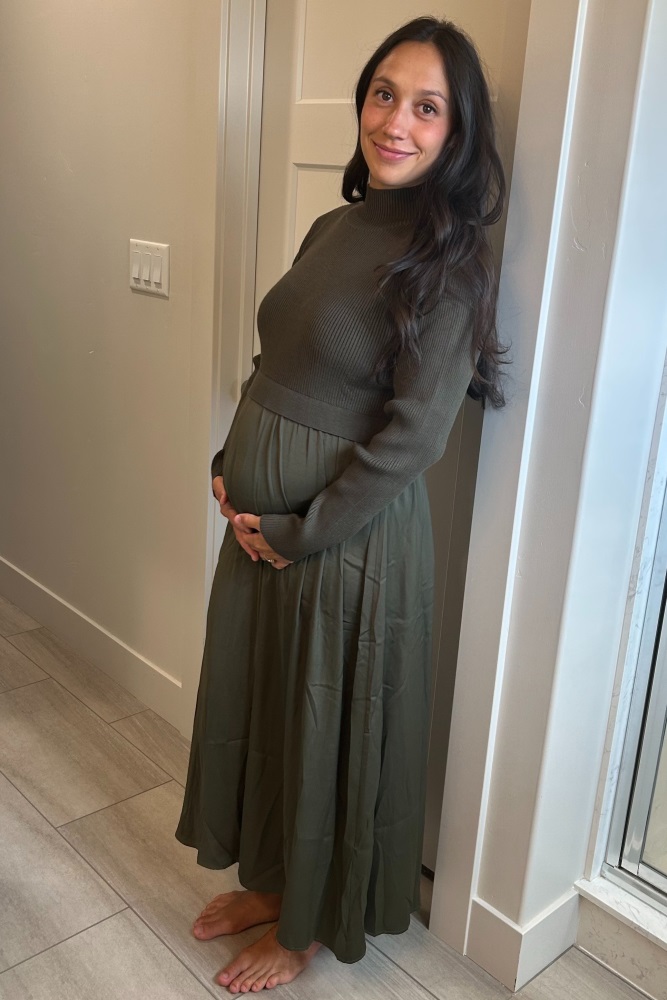 Dark Teal Ribbed Short Sleeve Top Maternity Pajama Set