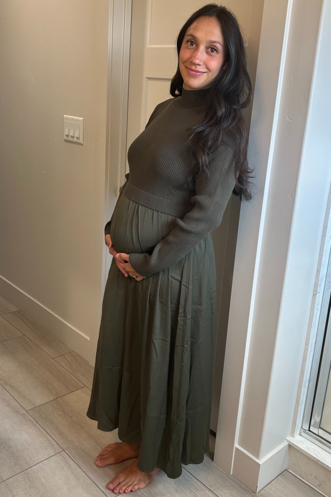 Dark Teal Ribbed Short Sleeve Top Maternity Pajama Set