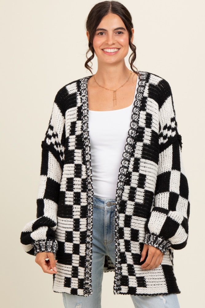 Black Cropped Chunky Open Knit Cardigan– PinkBlush
