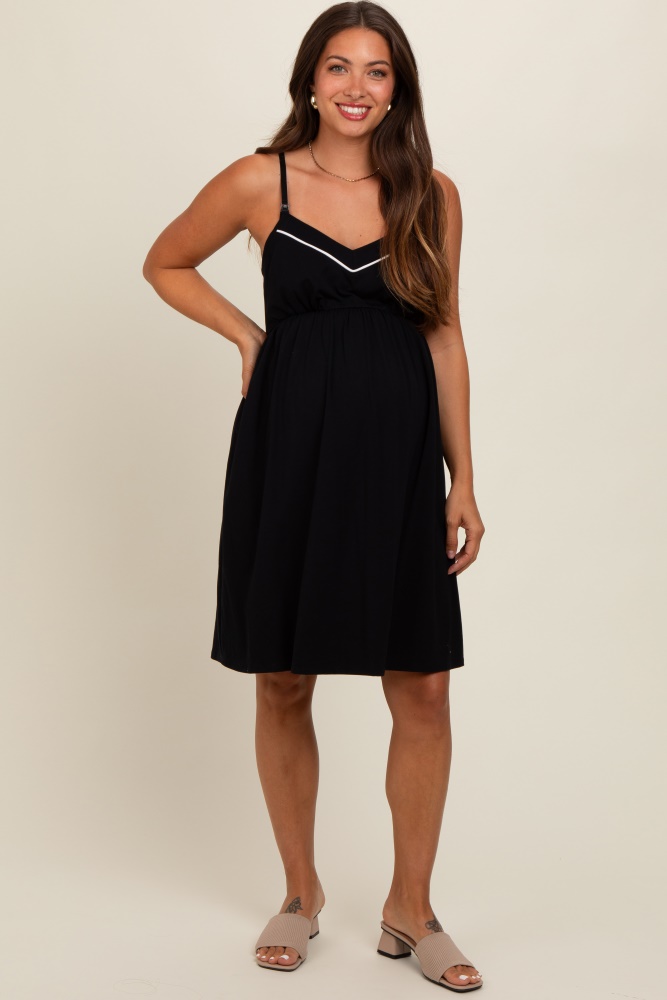 black drop front maternity nursing dress