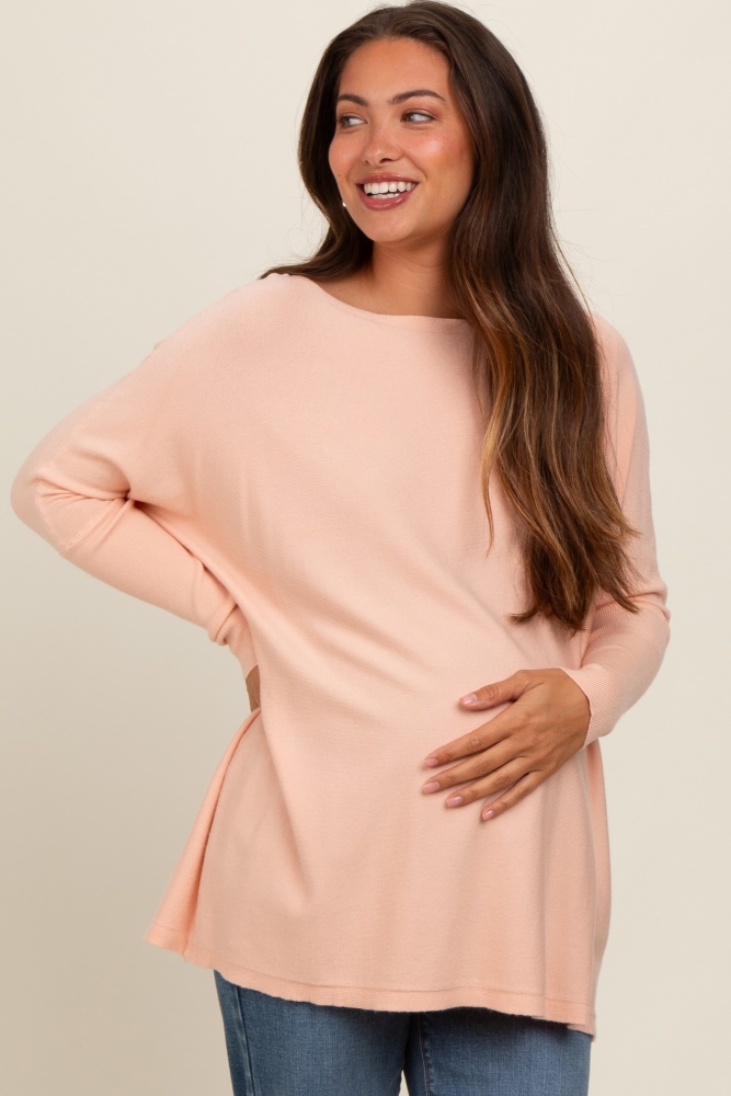 Peach Soft Knit Boatneck Maternity Sweater