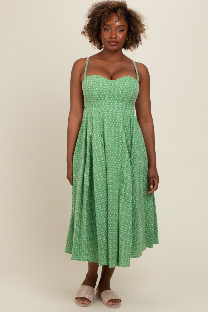 green floral embroidered maxi dress