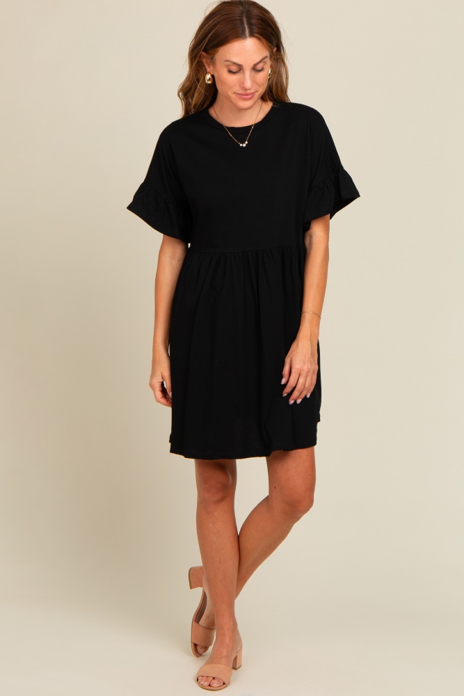 black ruffle sleeve dress