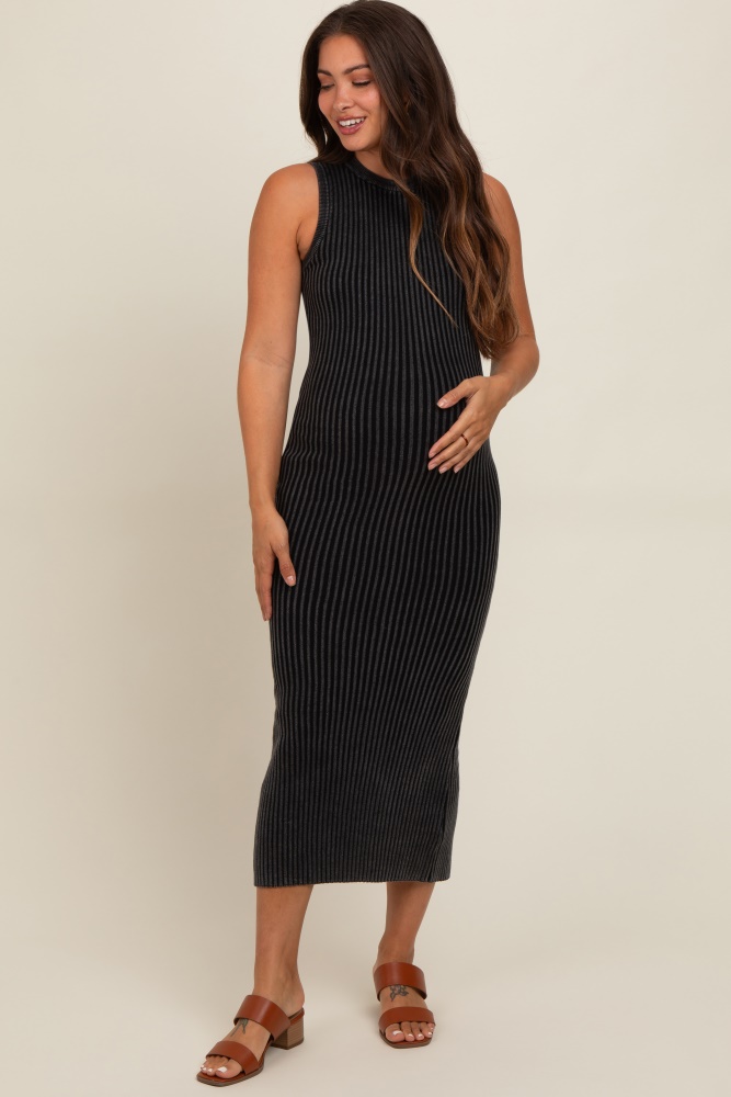 charcoal vintage wash ribbed cutout maternity dress