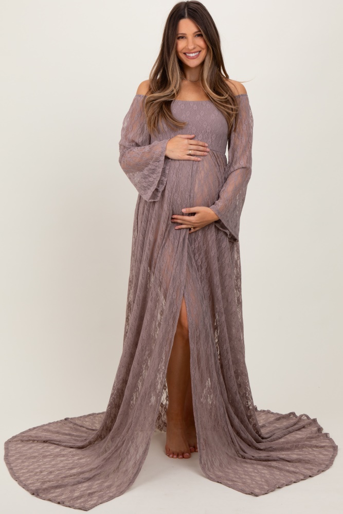 princess polly baby blue dress ChoiyuBella Maternity Dress for Photoshoot Baby Shower - Off Shoulder Long  Sleeve Sweetheart Maxi Gown, Flowy Side Slit Pregnancy Photography Dress  for Women Formal（ Green L） in Dubai - UAE main image 0