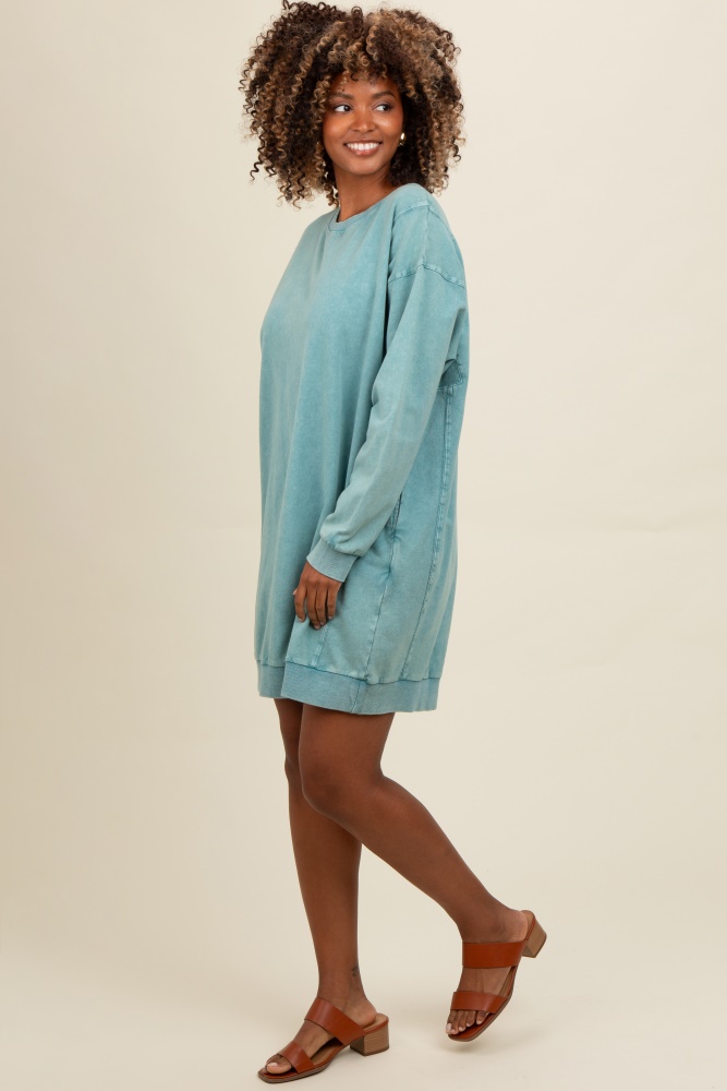 teal mineral wash sweatshirt dress