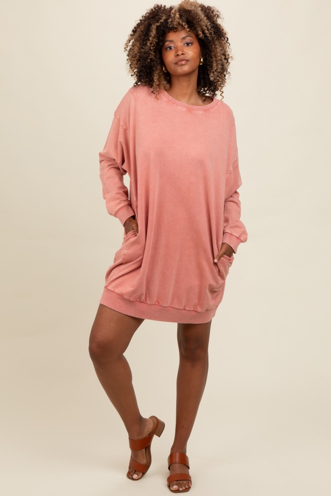 salmon mineral wash sweatshirt dress