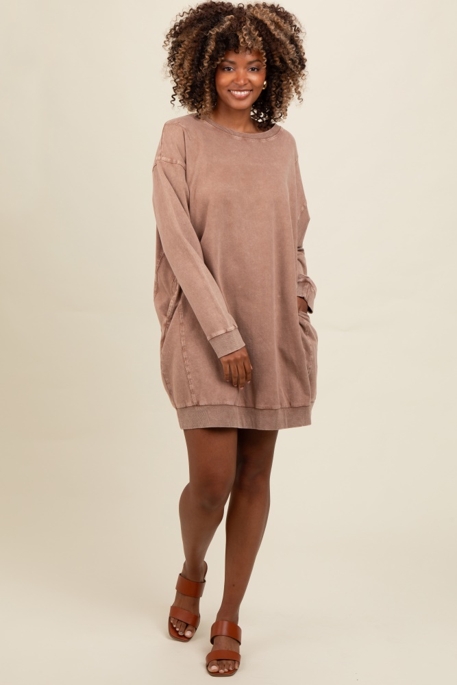 mocha mineral wash sweatshirt dress