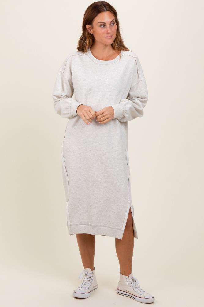 heather beige sweatshirt midi dress