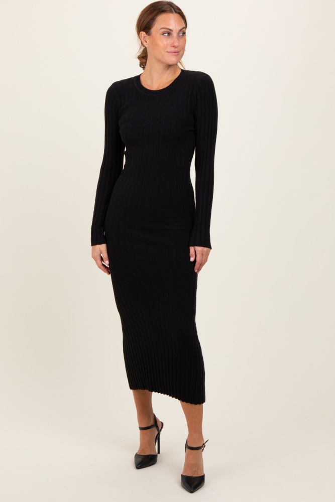 black off shoulder rib knitted midaxi dress Knit Fitted Midi – PinkBlush Brand Value:Sustainable Energy