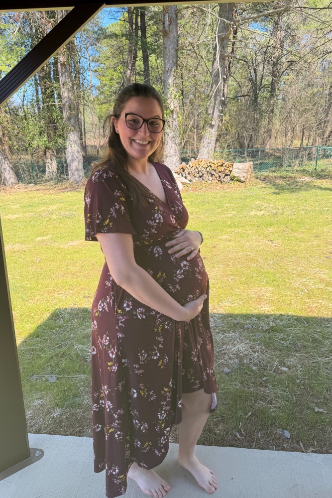 Burgundy Floral Short Sleeve Wrap Hi-Low Maternity Maxi Dress PinkBlush Burgundy Floral Short Sleeve Wrap Hi-Low Maternity Maxi Dress PinkBlush