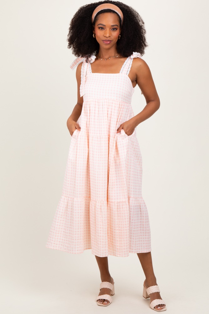 pink gingham dress puff sleeve Puff Sleeve Dress