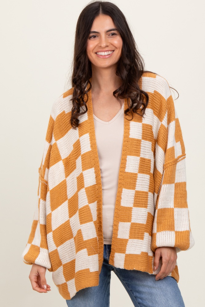 Yellow Checkered Plaid Oversized Cardigan– PinkBlush