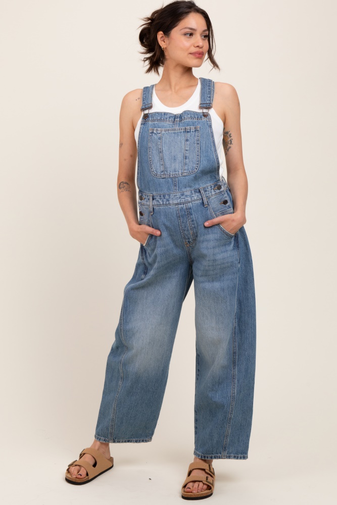 Blue Barrel Leg Maternity Overalls