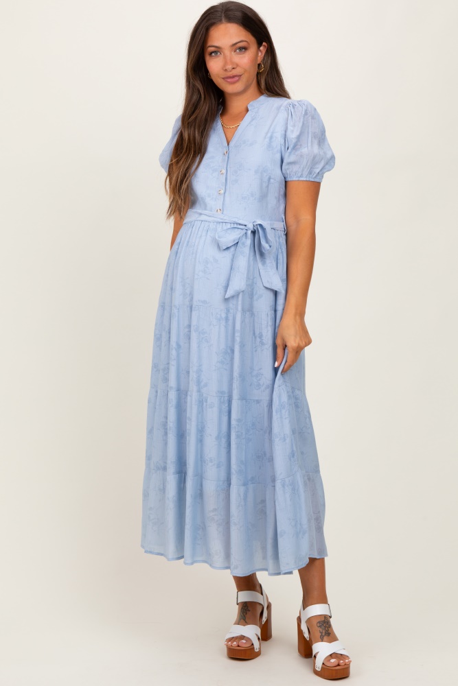 blue maternity midi dress Ingrid & Isabel Maternity Breeze Midi Dress Blue Multi Blur Dot Size S main image 1