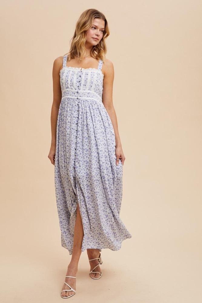 Blue Floral Tie Front Dress PinkBlush Blue Floral Tie Front Dress PinkBlush
