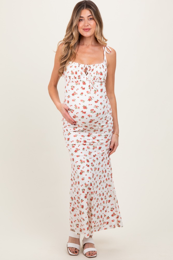knee length dresses for ladies Dreamy Vibes V-Neck Floral Mesh Maxi Dress main image 1