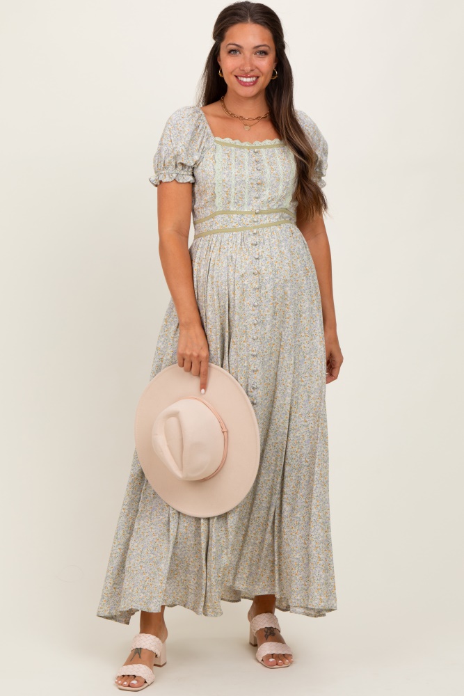chinese dress ladies Lace-Trim Satin Floral Maxi Dress main image 1