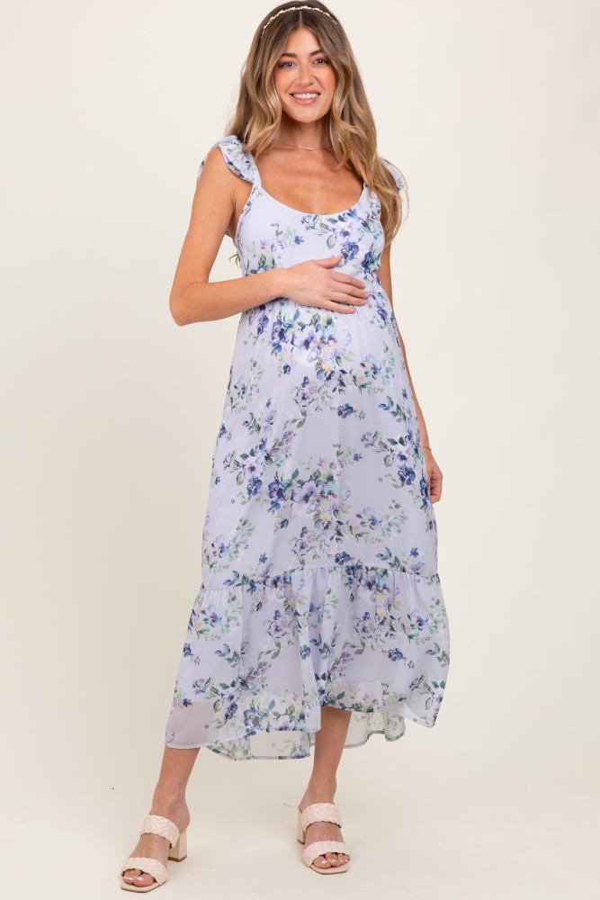 slim fit dress slacks Maternity Madeline Convertible Chiffon Floral Print Dress