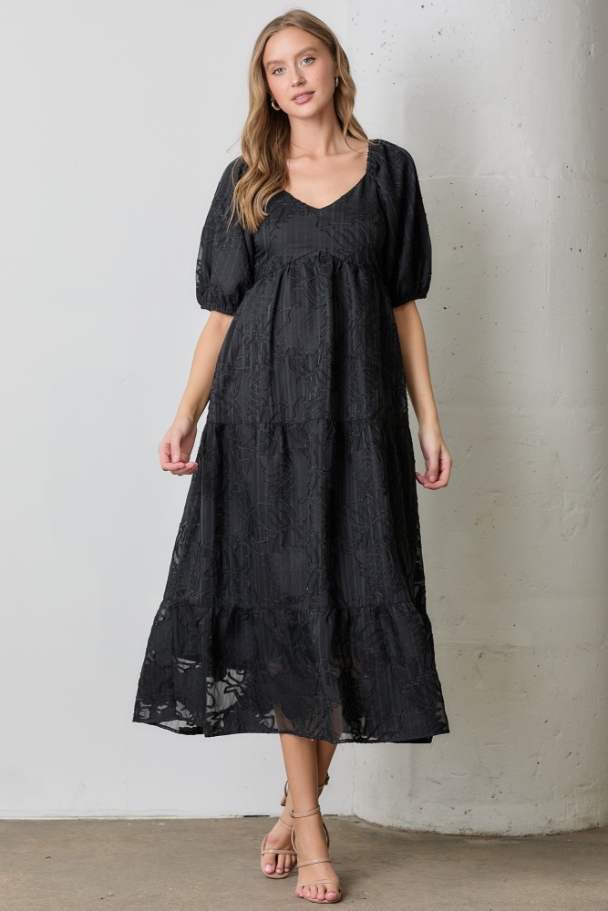 Black Floral V-Neck Sleeveless Maxi Dress  PinkBlush