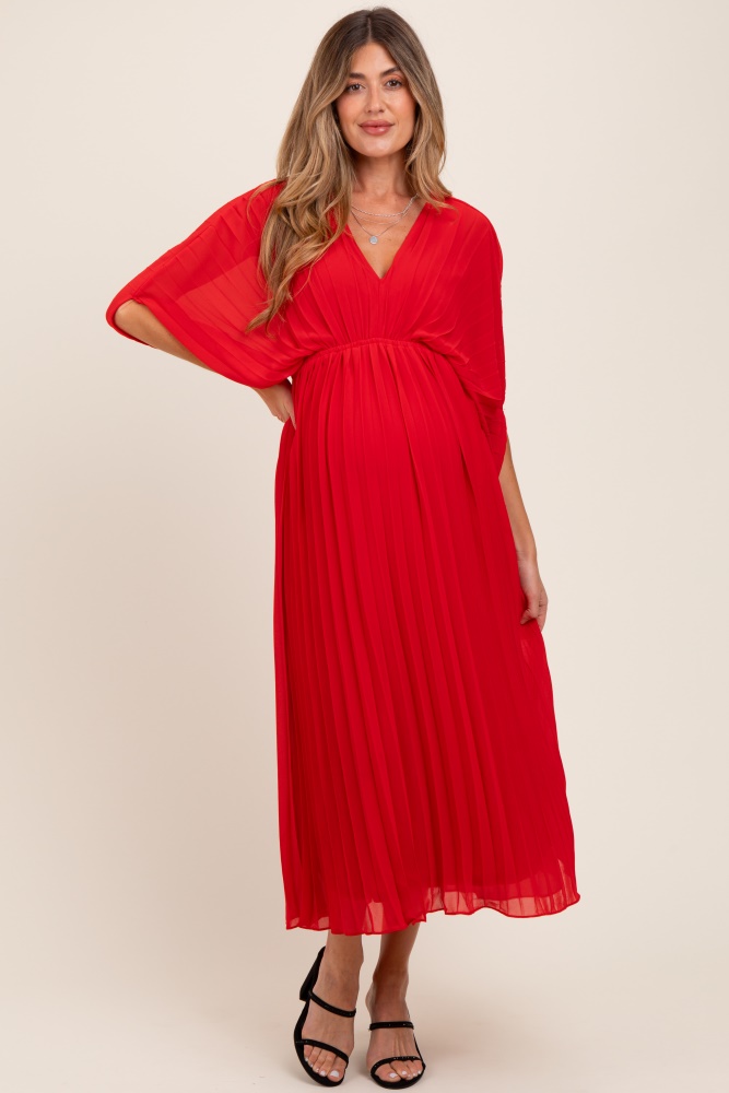 Mint Textured Square Neck Puff Sleeve Maternity Midi Dress