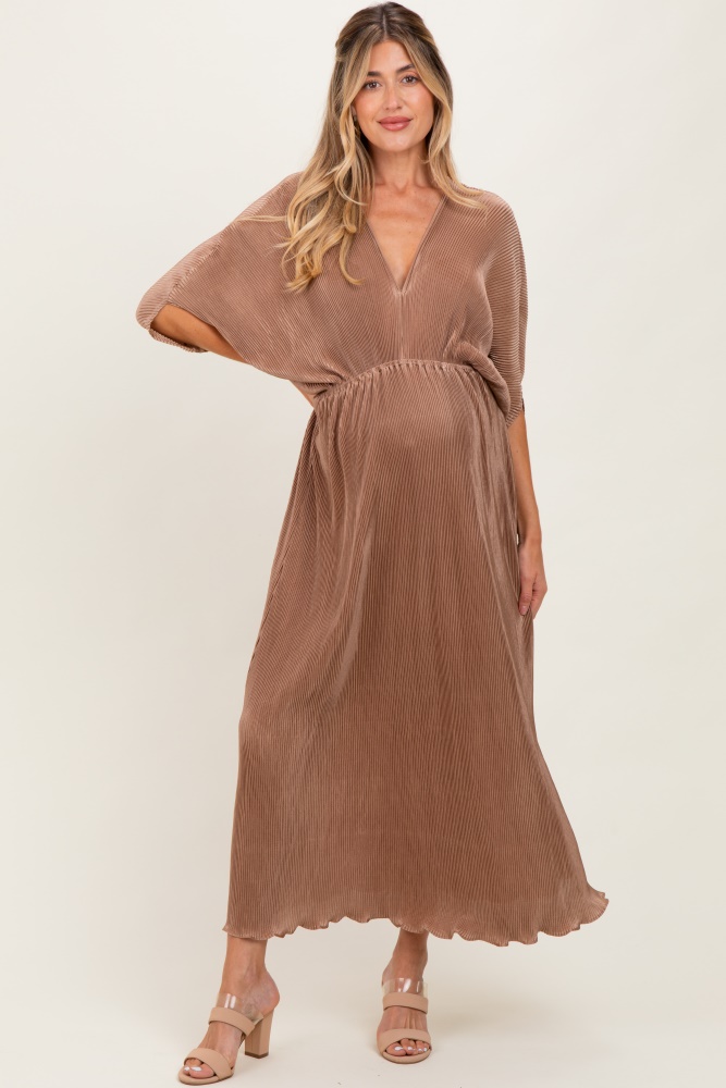 pink and brown maternity dress Momyknows Boho Flowy Maternity Dress main image 1