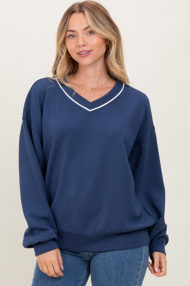 Navy V-Neck Sweatshirt