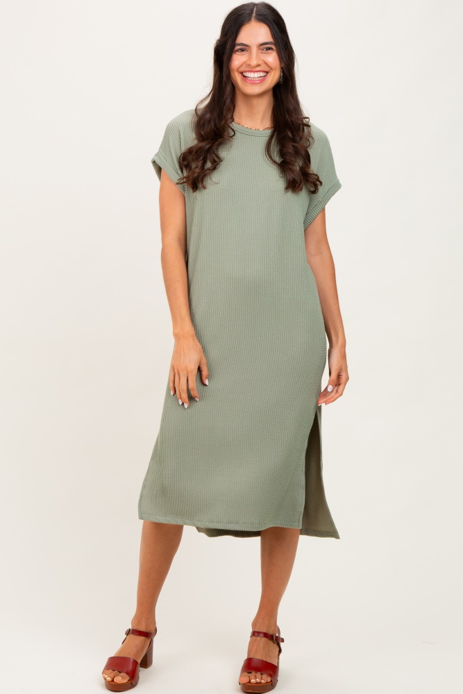 Green Long Sleeve Shirt Dress  PinkBlush
