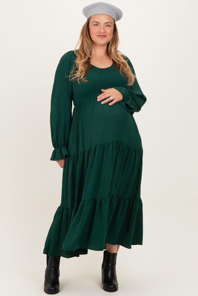green emerald velvet dress Unique Vintage Plus Size Forest Green Lamar Swing Dress main image 1
