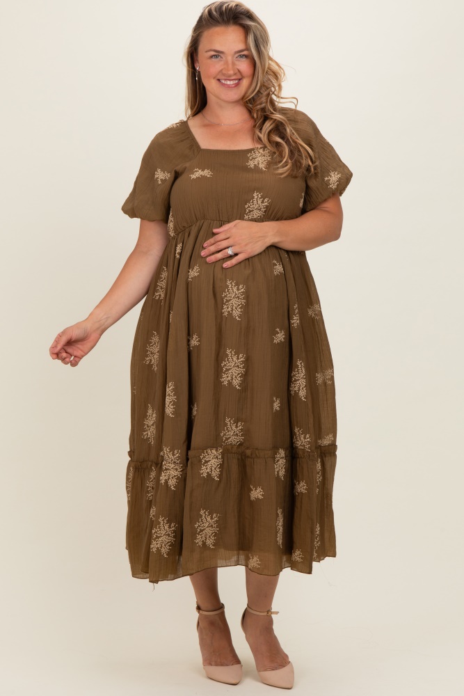 knee length dresses for ladies Bearsland Women's Maternity Midi Dress Short Sleeve Casual Beach Pregn main image 1