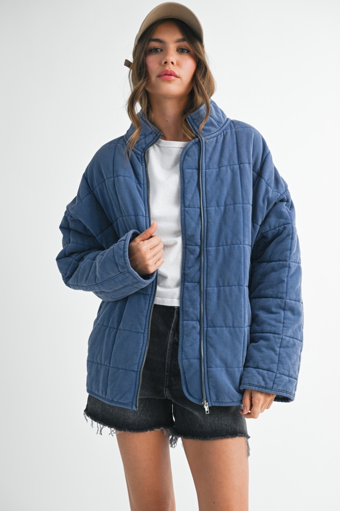 Denim Oversized Quilted Jacket