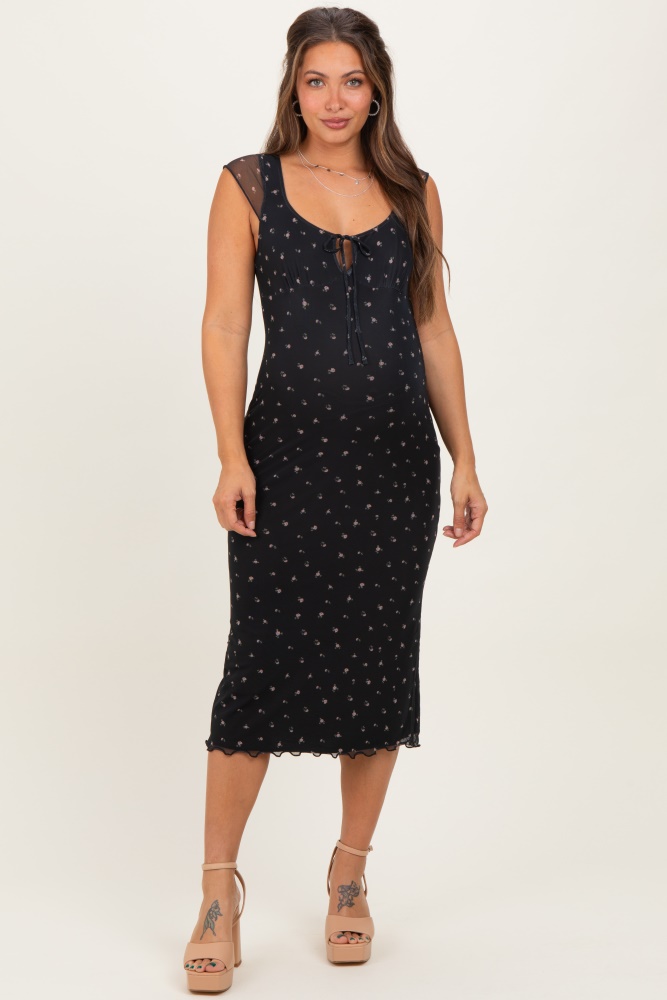 knee length dresses for ladies Cream Knit Deep V-Neck Maternity Maxi Dress – PinkBlush main image 0