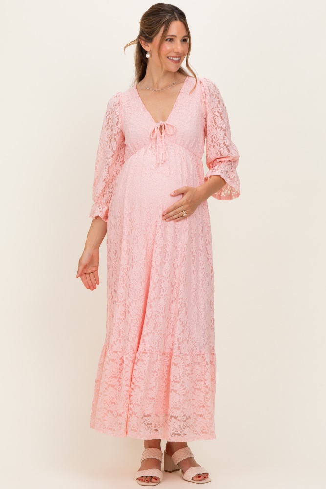 Taupe Ruffle Trim Maxi Dress  PinkBlush
