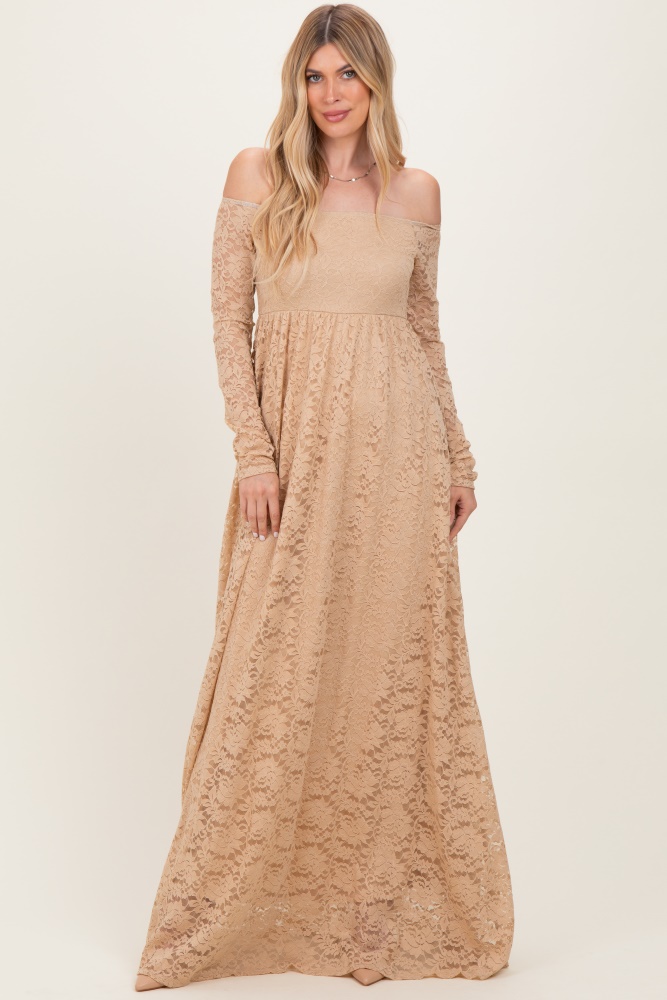 metallic long sleeve maxi dress Metallic Lurex Knit Long Sleeve Maxi Dress Bronze / Small