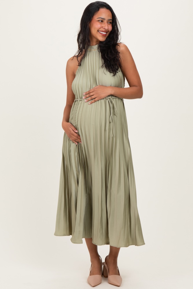 sage green lace maternity dress Teal Green Lace Mesh Overlay Maternity Maxi Dress – PinkBlush main image 1