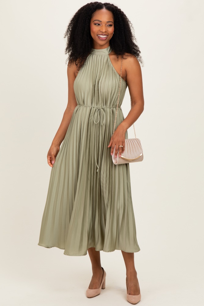 Forest Green Pleated Halter Dress PinkBlush Forest Green Pleated Halter Dress PinkBlush