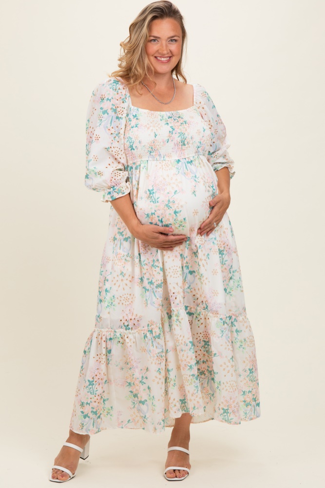 women's plus size maternity dresses Chiffon Double Skirt Off-Shoulder Sheer Dress neckline and gorgeous bubble sleeves that add a touch of charm My Dream Fitted Plus Size