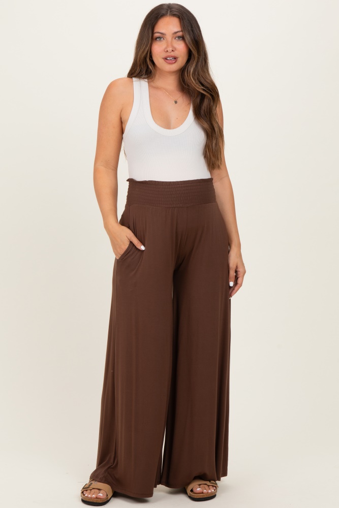 Brown Relaxed Fit Maternity Trousers  PinkBlush
