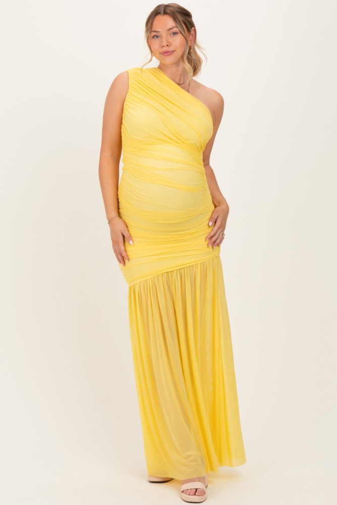 Yellow Sleeveless Deep V-Neck Maternity Maxi Dress  PinkBlush