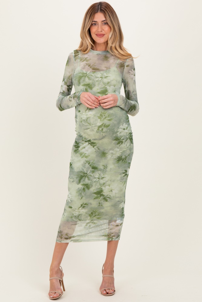 green emerald velvet dress Ingrid & Isabel Maternity Versatile Midi Dress Olive Size S