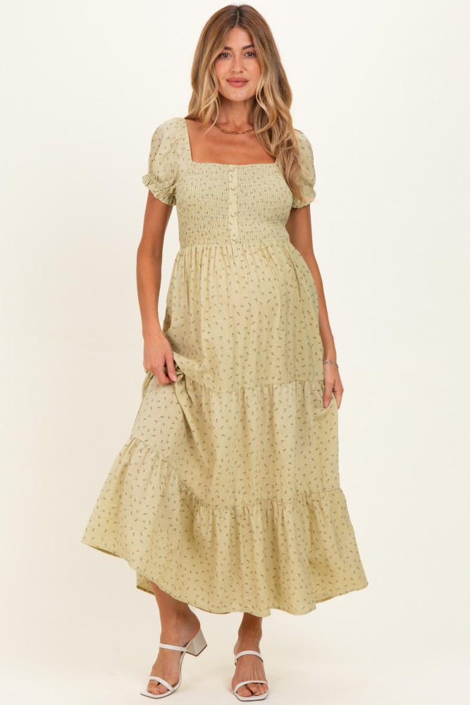 Beige Floral Midi Dress PinkBlush Beige Floral Midi Dress PinkBlush