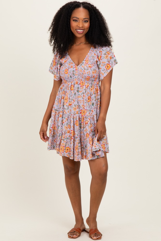 Mauve Floral Jacquard Puff Sleeve Midi Dress – PinkBlush