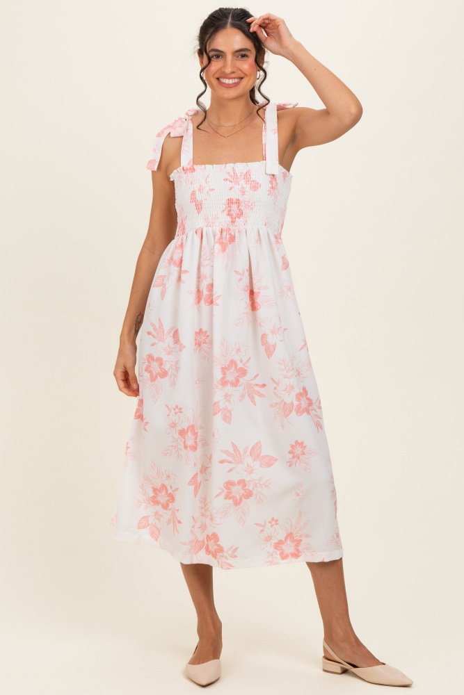 knee length dresses for ladies Tina Pink Floral Midi Dress main image 0