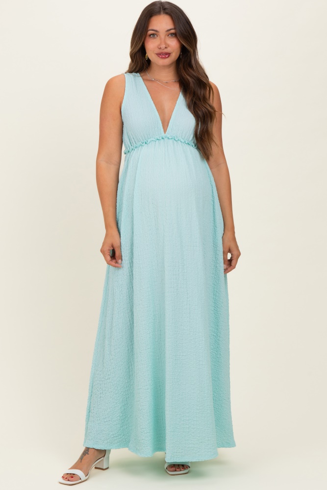 Forest Green Lace Mesh Overlay Maternity Maxi Dress  PinkBlush