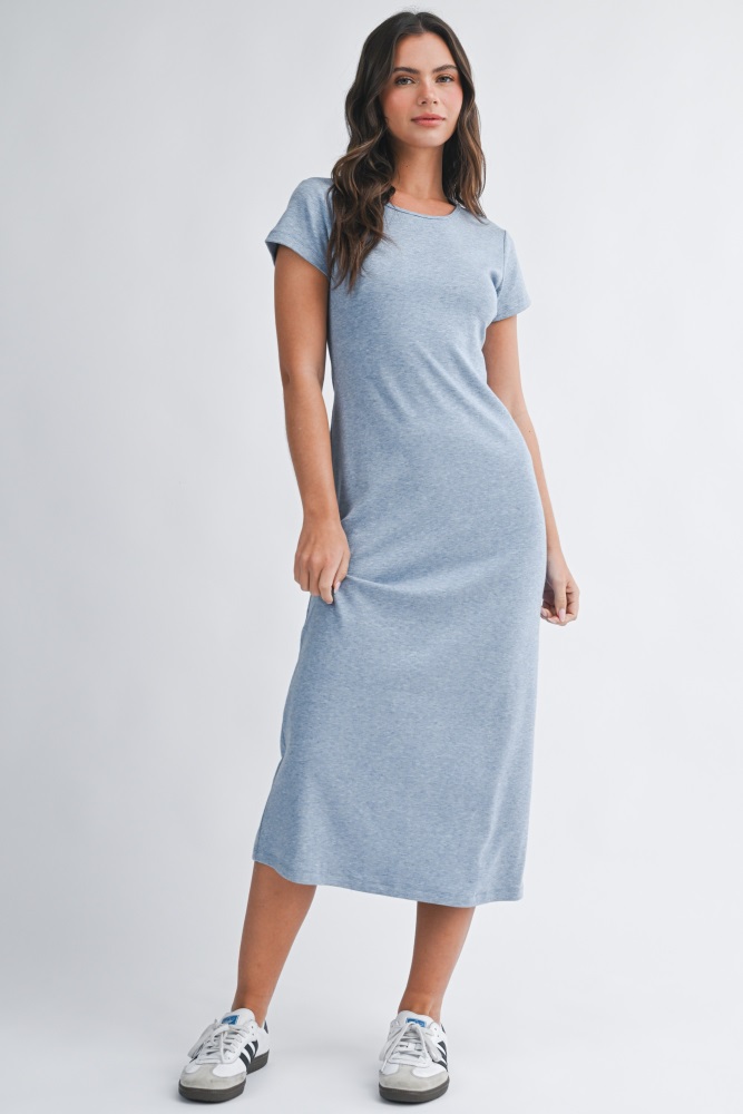 Light Blue Ribbed Knit Bow Back Maxi Dress PinkBlush Light Blue Ribbed Knit Bow Back Maxi Dress PinkBlush
