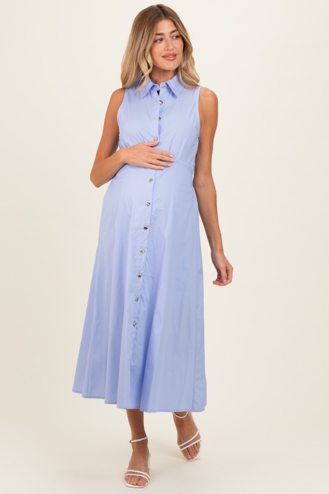 blue dress fashion Light Blue Floral Brushstroke Pleated Blouse main image 0